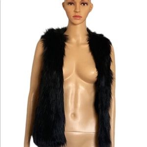 Faux fur vest jacket coat. Black